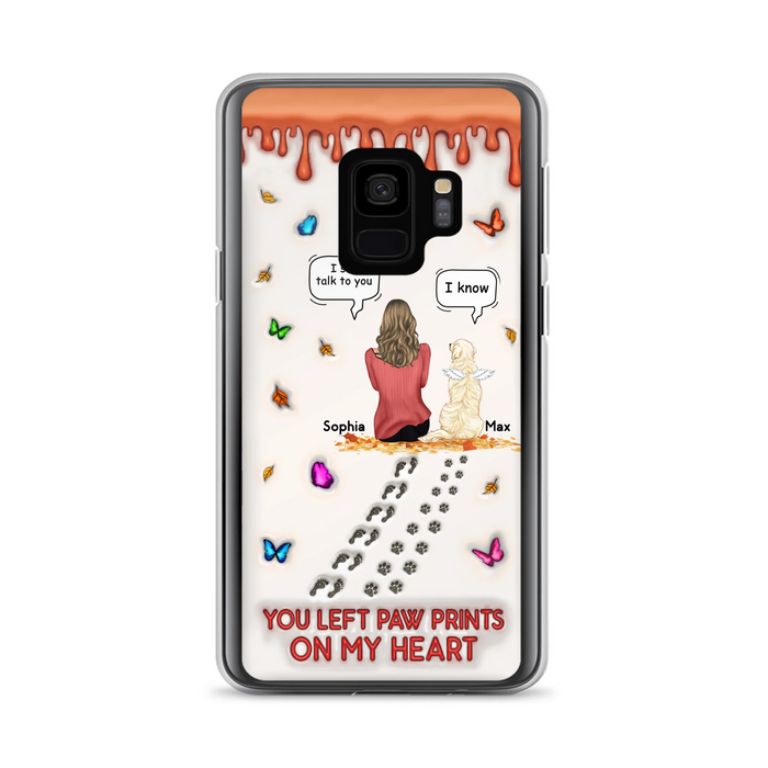 Custom Personalized Memorial Dog Phone Case - Memorial Gift Idea For Dog/Cat Lover - Case For iPhone/ Samsung - You Left Paw Prints On My Heart