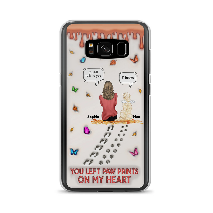 Custom Personalized Memorial Dog Phone Case - Memorial Gift Idea For Dog/Cat Lover - Case For iPhone/ Samsung - You Left Paw Prints On My Heart