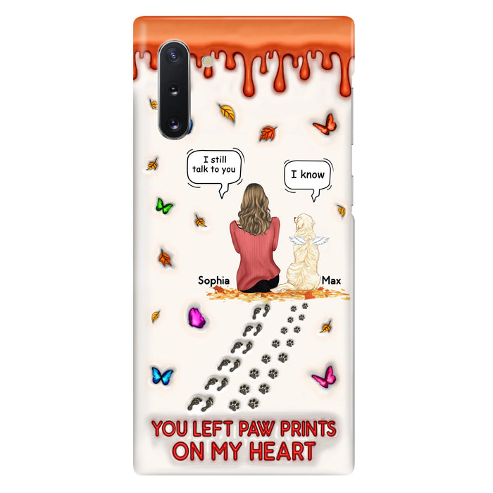 Custom Personalized Memorial Dog Phone Case - Memorial Gift Idea For Dog/Cat Lover - Case For iPhone/ Samsung - You Left Paw Prints On My Heart