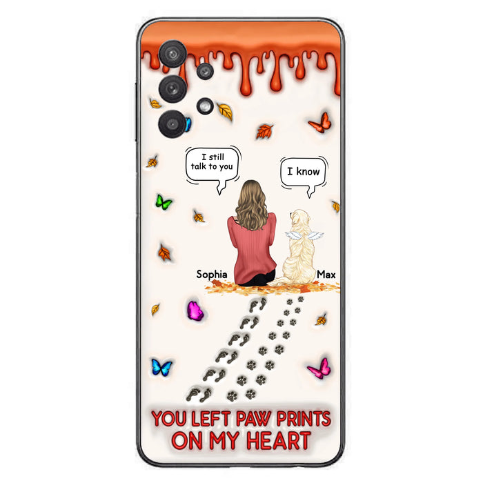 Custom Personalized Memorial Dog Phone Case - Memorial Gift Idea For Dog/Cat Lover - Case For iPhone/ Samsung - You Left Paw Prints On My Heart