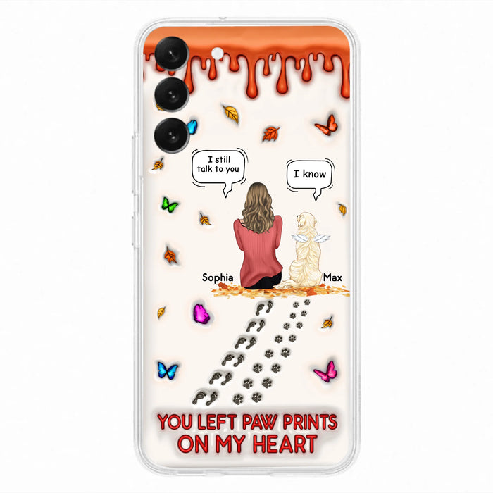 Custom Personalized Memorial Dog Phone Case - Memorial Gift Idea For Dog/Cat Lover - Case For iPhone/ Samsung - You Left Paw Prints On My Heart