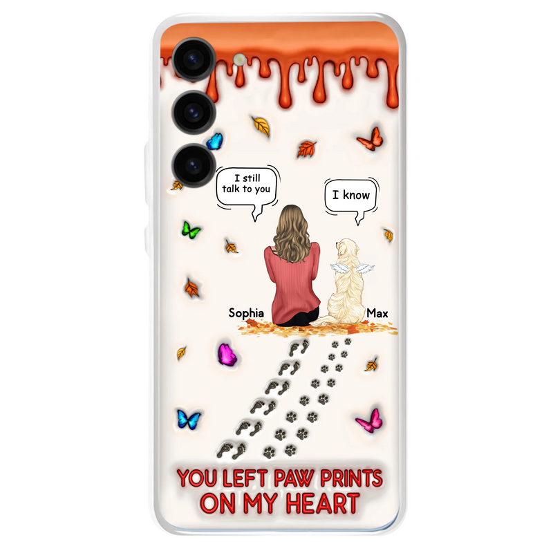 Custom Personalized Memorial Dog Phone Case - Memorial Gift Idea For Dog/Cat Lover - Case For iPhone/ Samsung - You Left Paw Prints On My Heart
