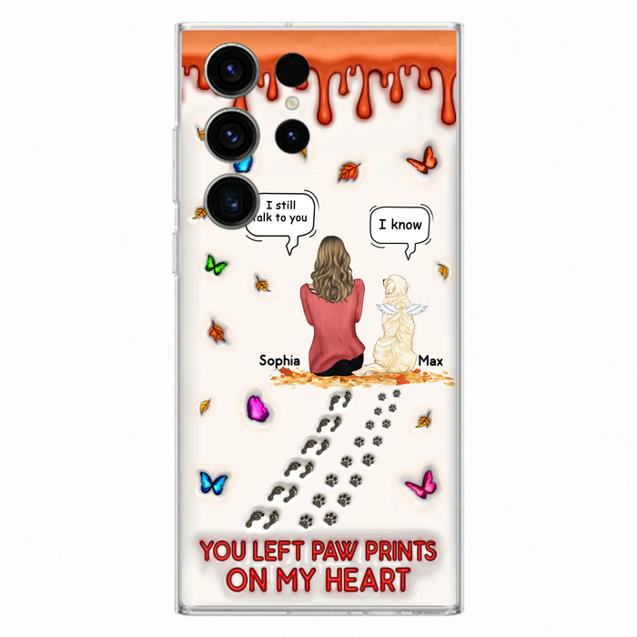 Custom Personalized Memorial Dog Phone Case - Memorial Gift Idea For Dog/Cat Lover - Case For iPhone/ Samsung - You Left Paw Prints On My Heart