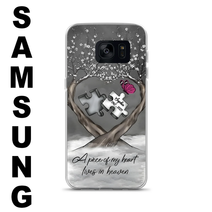 Custom Personalized Memorial Phone Case - Memorial Gift Idea For Family Member - Case For iPhone/ Samsung - A Piece Of My Heart Lives In Heaven