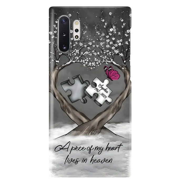 Custom Personalized Memorial Phone Case - Memorial Gift Idea For Family Member - Case For iPhone/ Samsung - A Piece Of My Heart Lives In Heaven