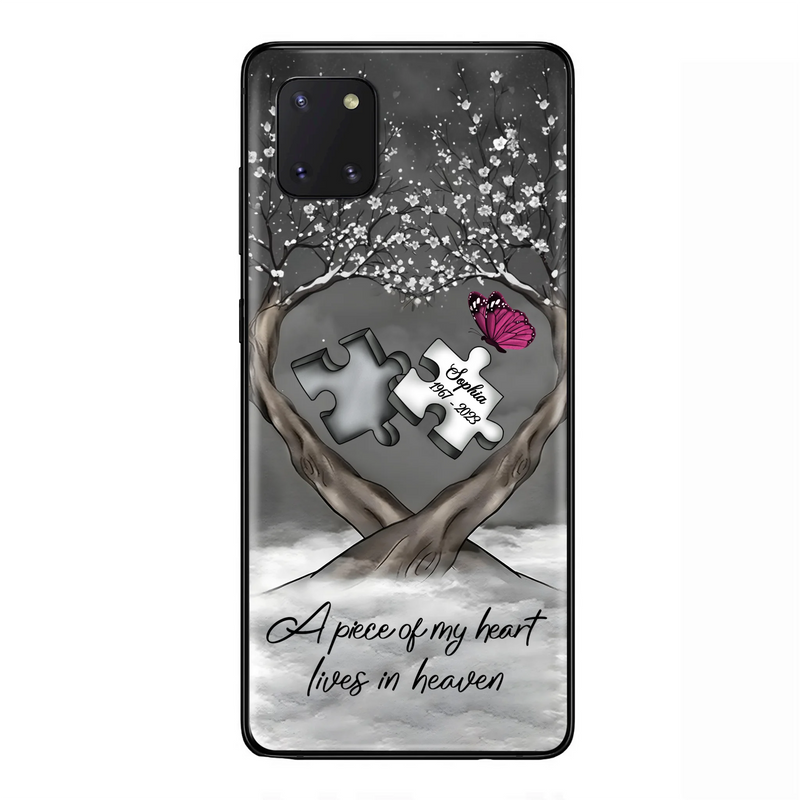 Custom Personalized Memorial Phone Case - Memorial Gift Idea For Family Member - Case For iPhone/ Samsung - A Piece Of My Heart Lives In Heaven