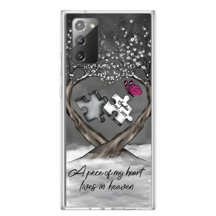 Custom Personalized Memorial Phone Case - Memorial Gift Idea For Family Member - Case For iPhone/ Samsung - A Piece Of My Heart Lives In Heaven