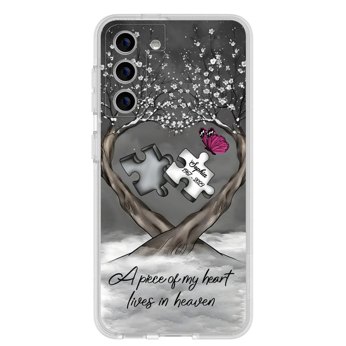 Custom Personalized Memorial Phone Case - Memorial Gift Idea For Family Member - Case For iPhone/ Samsung - A Piece Of My Heart Lives In Heaven