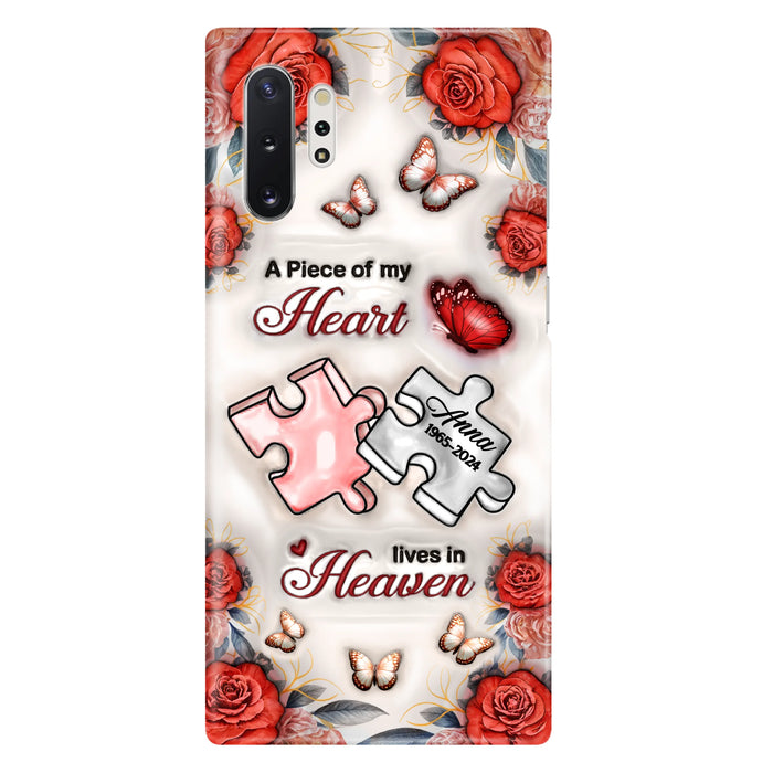 Custom Personalized Memorial Phone Case - Memorial Gift Idea - Case For iPhone/ Samsung - A Piece Of My Heart Lives In Heaven