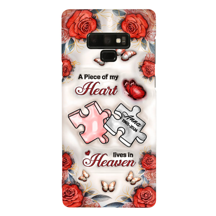 Custom Personalized Memorial Phone Case - Memorial Gift Idea - Case For iPhone/ Samsung - A Piece Of My Heart Lives In Heaven