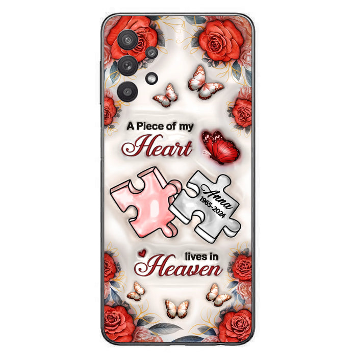 Custom Personalized Memorial Phone Case - Memorial Gift Idea - Case For iPhone/ Samsung - A Piece Of My Heart Lives In Heaven