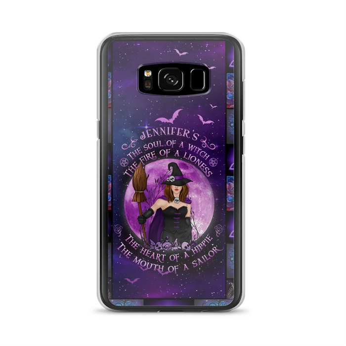 Custom Personalized Witch Purple Phone Case - Halloween Gift Idea - The Soul Of A Witch The Fire Of A Lioness - Case for iPhone/ Samsung