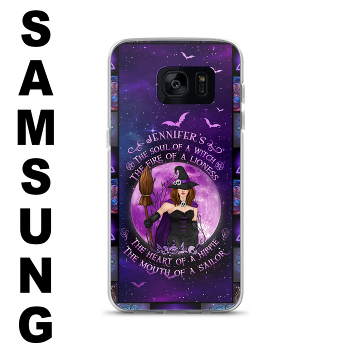 Custom Personalized Witch Purple Phone Case - Halloween Gift Idea - The Soul Of A Witch The Fire Of A Lioness - Case for iPhone/ Samsung