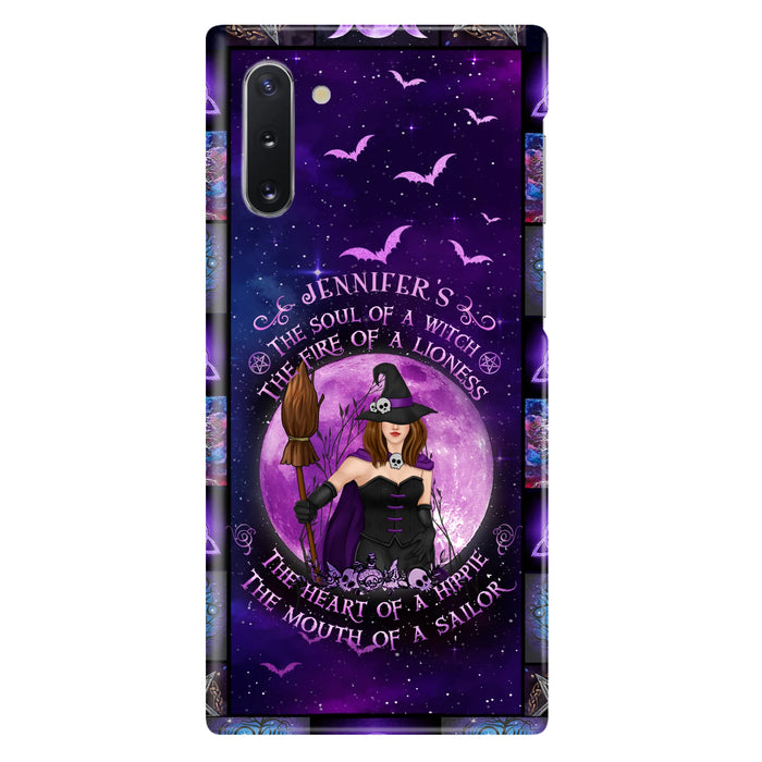 Custom Personalized Witch Purple Phone Case - Halloween Gift Idea - The Soul Of A Witch The Fire Of A Lioness - Case for iPhone/ Samsung