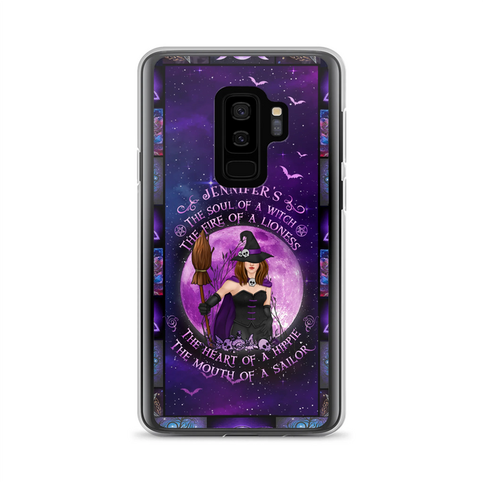 Custom Personalized Witch Purple Phone Case - Halloween Gift Idea - The Soul Of A Witch The Fire Of A Lioness - Case for iPhone/ Samsung