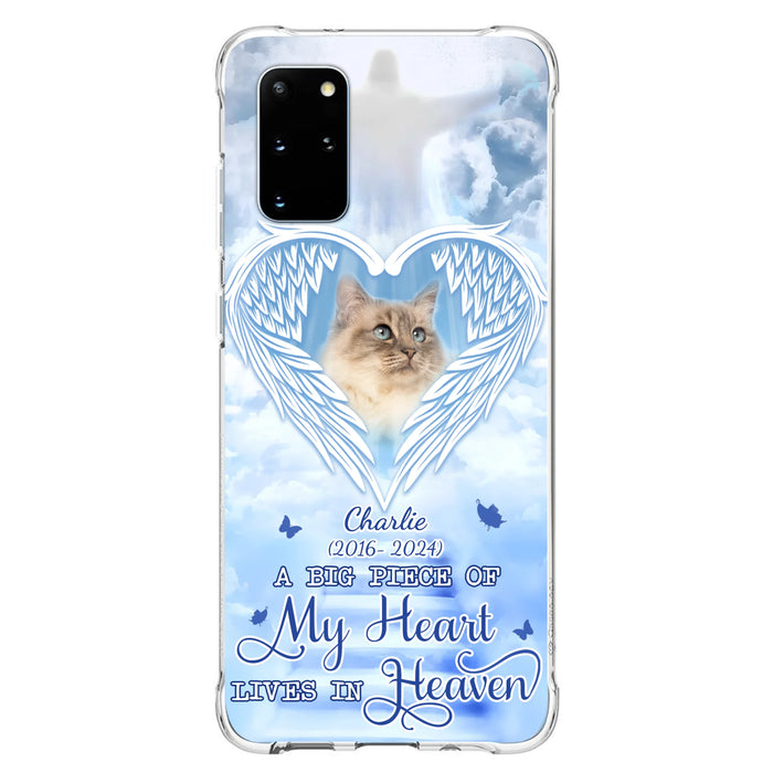Custom Personalized Memorial Pet Phone Case - Upload Photo - Memorial Gift Idea For Pet Owner - A Big Piece Of My Heart Lives In Heaven - Case For iPhone/ Samsung