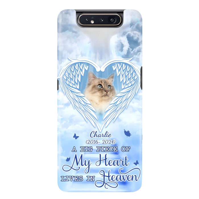 Custom Personalized Memorial Pet Phone Case - Upload Photo - Memorial Gift Idea For Pet Owner - A Big Piece Of My Heart Lives In Heaven - Case For iPhone/ Samsung