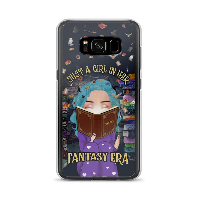 Custom Personalized Reading Book Phone Case - Gift Idea For Book Lovers - Just A Girl In Her Fantasy Era - Case For iPhone/ Samsung