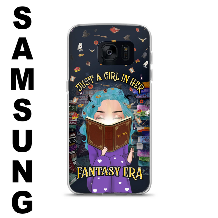 Custom Personalized Reading Book Phone Case - Gift Idea For Book Lovers - Just A Girl In Her Fantasy Era - Case For iPhone/ Samsung