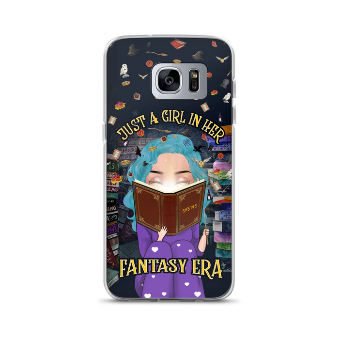 Custom Personalized Reading Book Phone Case - Gift Idea For Book Lovers - Just A Girl In Her Fantasy Era - Case For iPhone/ Samsung