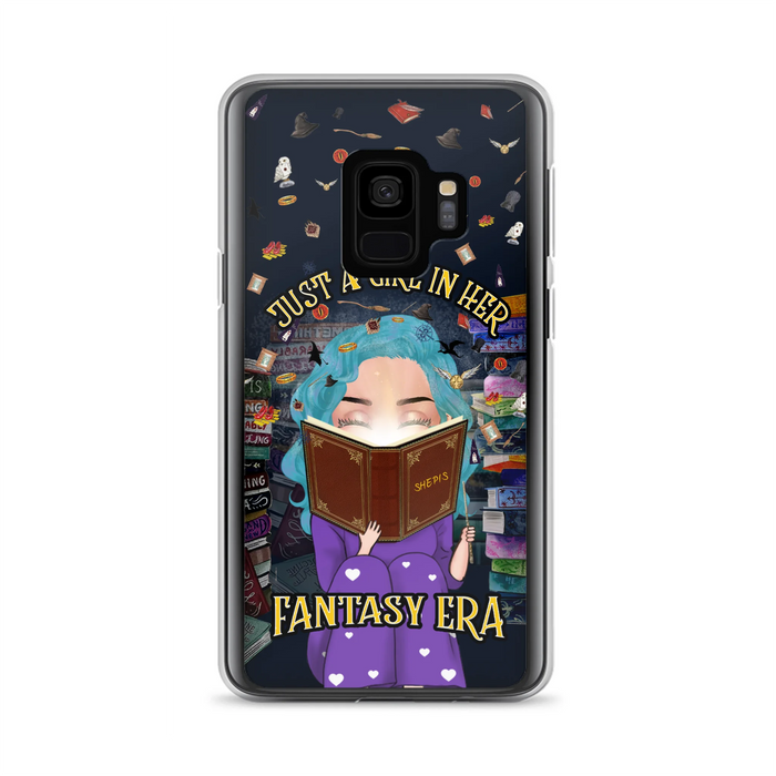 Custom Personalized Reading Book Phone Case - Gift Idea For Book Lovers - Just A Girl In Her Fantasy Era - Case For iPhone/ Samsung