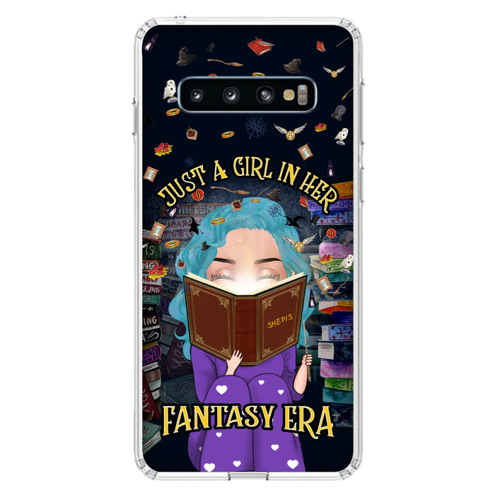 Custom Personalized Reading Book Phone Case - Gift Idea For Book Lovers - Just A Girl In Her Fantasy Era - Case For iPhone/ Samsung