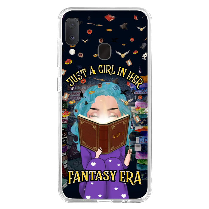Custom Personalized Reading Book Phone Case - Gift Idea For Book Lovers - Just A Girl In Her Fantasy Era - Case For iPhone/ Samsung