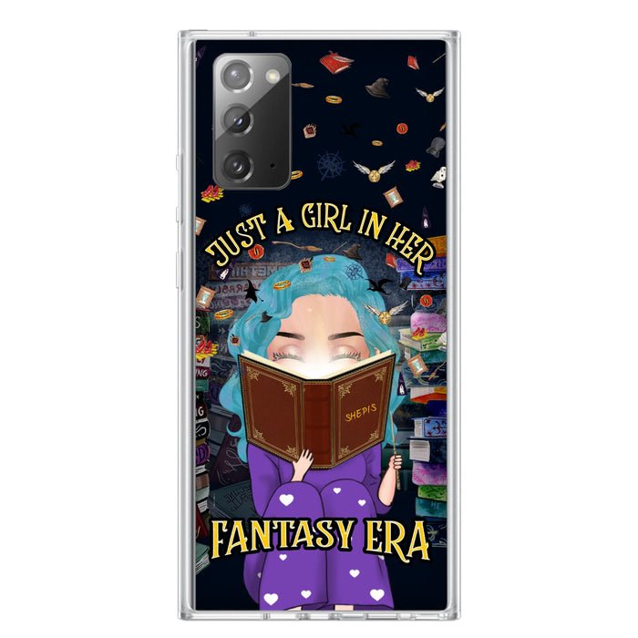 Custom Personalized Reading Book Phone Case - Gift Idea For Book Lovers - Just A Girl In Her Fantasy Era - Case For iPhone/ Samsung