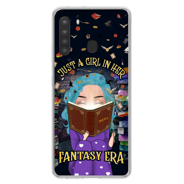 Custom Personalized Reading Book Phone Case - Gift Idea For Book Lovers - Just A Girl In Her Fantasy Era - Case For iPhone/ Samsung