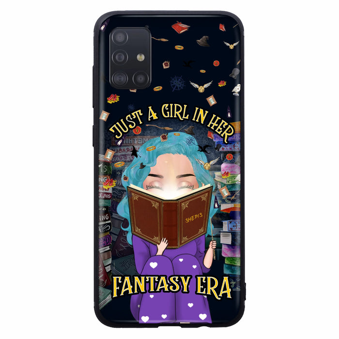 Custom Personalized Reading Book Phone Case - Gift Idea For Book Lovers - Just A Girl In Her Fantasy Era - Case For iPhone/ Samsung