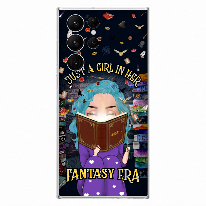 Custom Personalized Reading Book Phone Case - Gift Idea For Book Lovers - Just A Girl In Her Fantasy Era - Case For iPhone/ Samsung