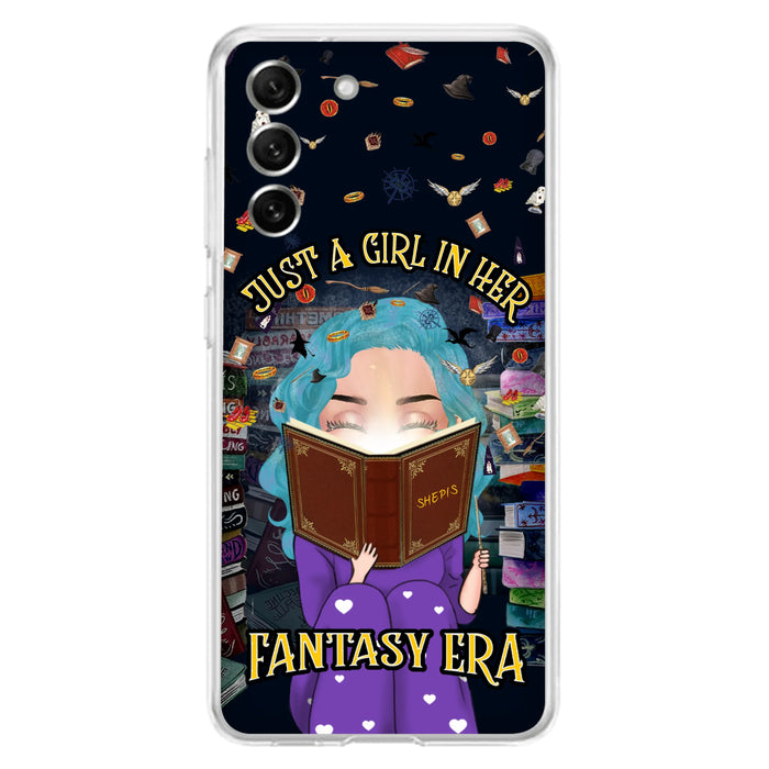 Custom Personalized Reading Book Phone Case - Gift Idea For Book Lovers - Just A Girl In Her Fantasy Era - Case For iPhone/ Samsung