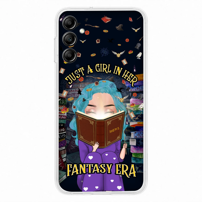 Custom Personalized Reading Book Phone Case - Gift Idea For Book Lovers - Just A Girl In Her Fantasy Era - Case For iPhone/ Samsung