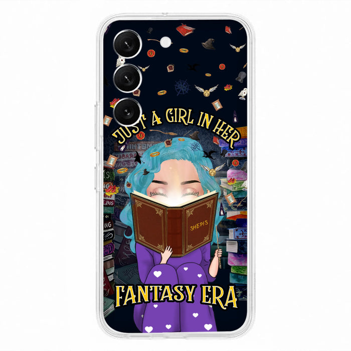 Custom Personalized Reading Book Phone Case - Gift Idea For Book Lovers - Just A Girl In Her Fantasy Era - Case For iPhone/ Samsung