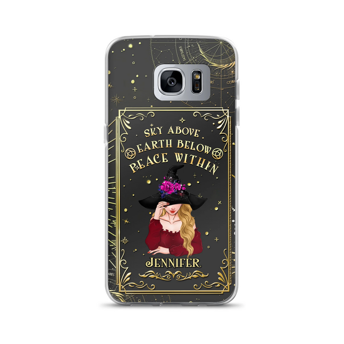 Custom Personalized Witch Tarrot Card Phone Case - Gift Idea For Witch/ Tarrot Lover - Sky Above Earth Below Peace Within - Case For iPhone/ Samsung