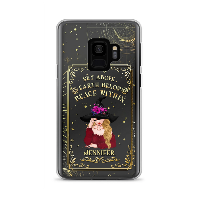 Custom Personalized Witch Tarrot Card Phone Case - Gift Idea For Witch/ Tarrot Lover - Sky Above Earth Below Peace Within - Case For iPhone/ Samsung