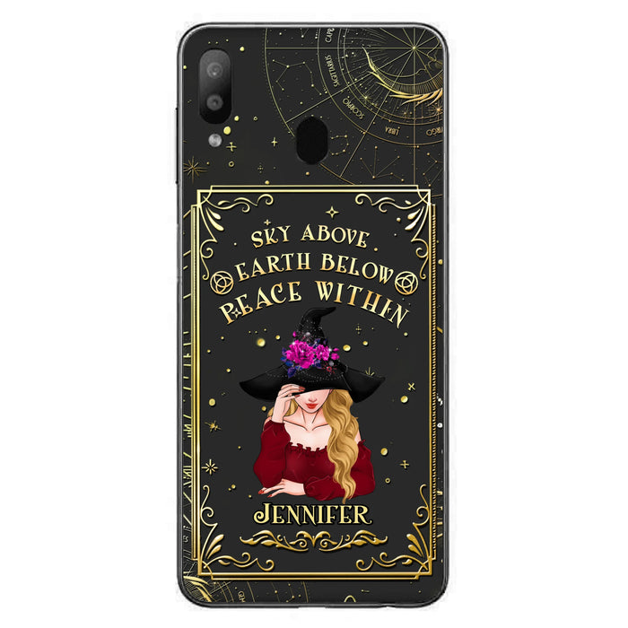 Custom Personalized Witch Tarrot Card Phone Case - Gift Idea For Witch/ Tarrot Lover - Sky Above Earth Below Peace Within - Case For iPhone/ Samsung