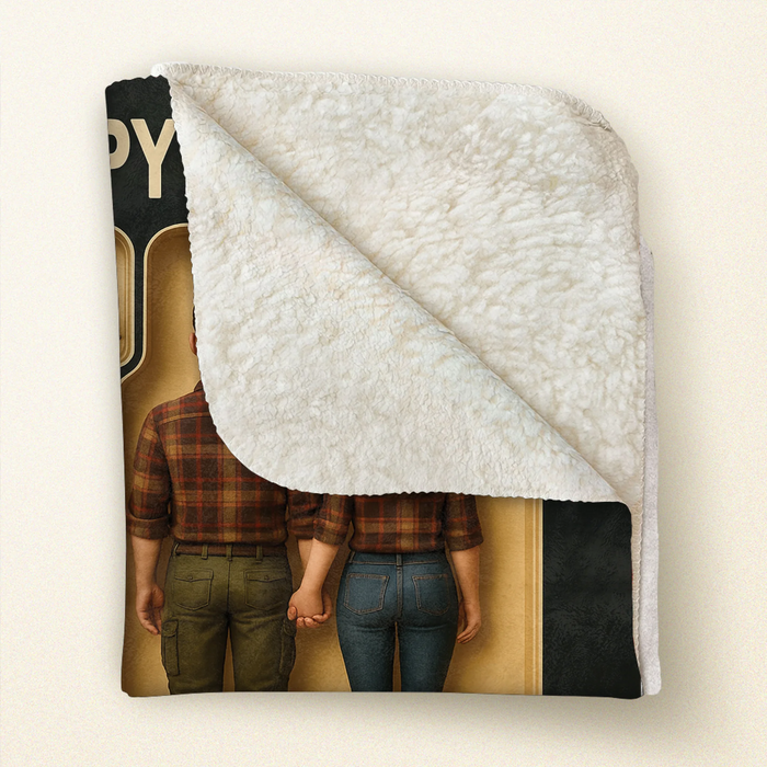 Personalized Camping Couple Toy Box Quilt/Fleece Throw Blanket - Gift Idea For Couple/Camping Lover - Happy Campers