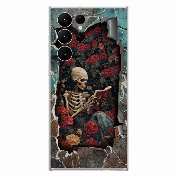 Custom Personalized Bookish Skeleton Phone Case - Reading Book Lover Gift Idea - Case For iPhone/ Samsung
