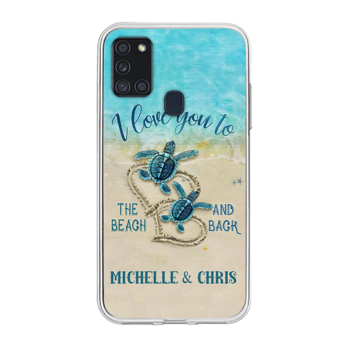 Custom Personalized Couple Turtle Phone Case -  Gift Idea For Couple/ Family - I Love You To The Beach And Back
