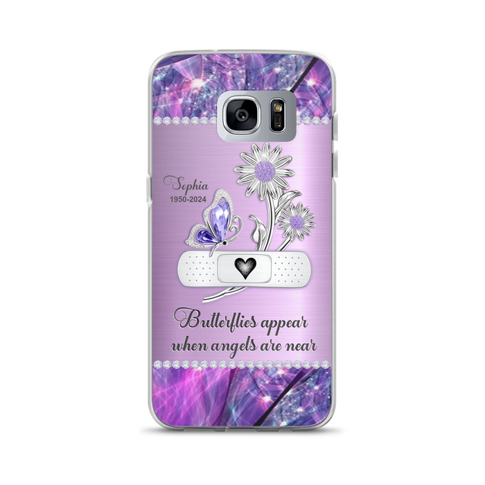Custom Personalized Memorial Phone Case - Memorial Gift For Family Member - Butterflies Appear When Angels Are Near - Case For iPhone/ Samsung