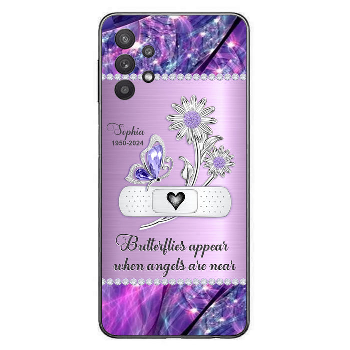 Custom Personalized Memorial Phone Case - Memorial Gift For Family Member - Butterflies Appear When Angels Are Near - Case For iPhone/ Samsung