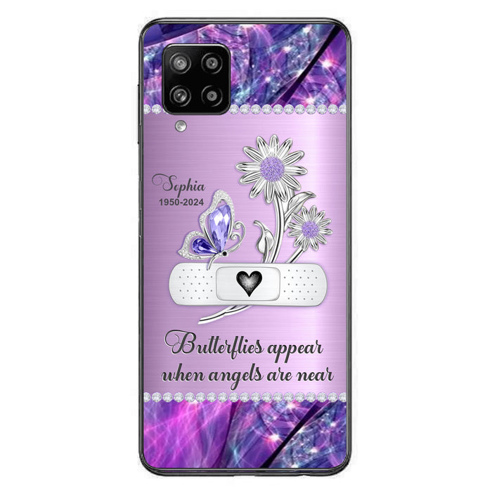 Custom Personalized Memorial Phone Case - Memorial Gift For Family Member - Butterflies Appear When Angels Are Near - Case For iPhone/ Samsung