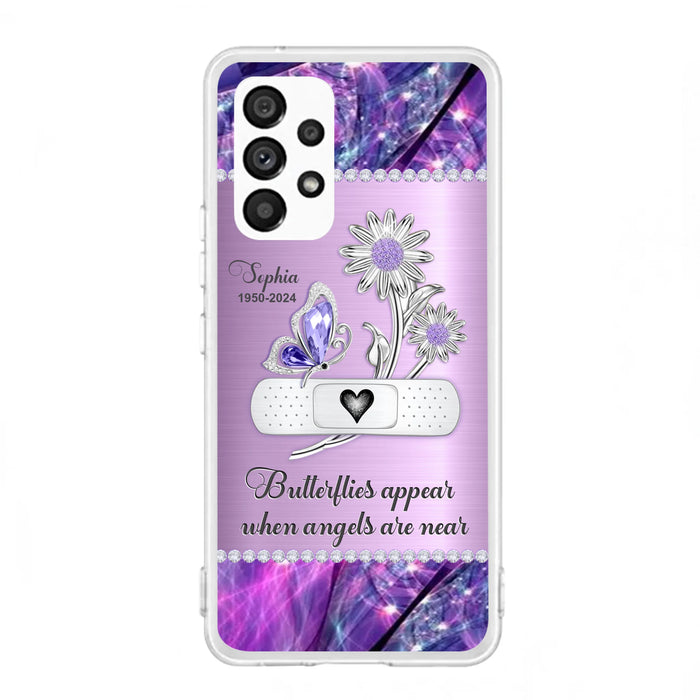 Custom Personalized Memorial Phone Case - Memorial Gift For Family Member - Butterflies Appear When Angels Are Near - Case For iPhone/ Samsung