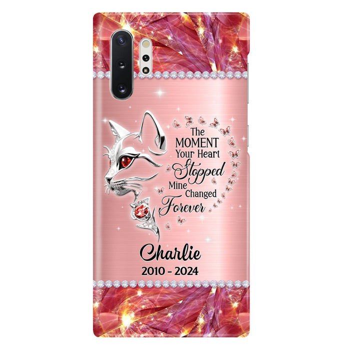 Custom Personalized Memorial Cat Phone Case - Memorial Gift For Cat Lover -  The Moment Your Heart Stopped Mine Changed Forever - Case For iPhone/ Samsung