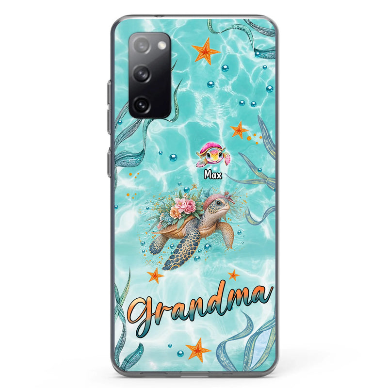 Custom Personalized Grandma Ocean Turtles Phone Case - Gift Idea For Grandma/ Mom - Up to 10 Kids - Case For iPhone/ Samsung