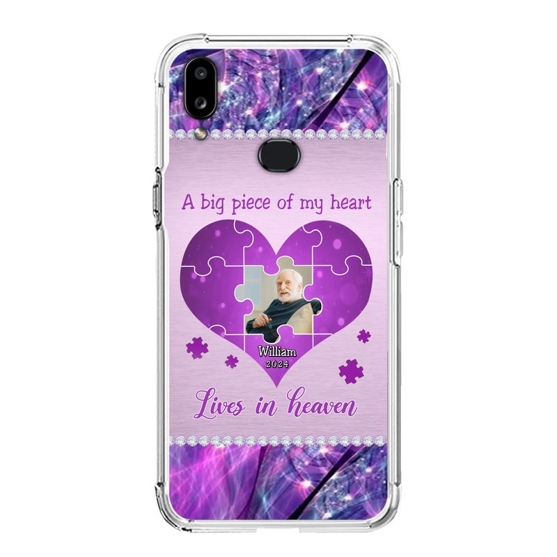 Custom Personalized Memorial Photo Phone Case - Memorial Gift Idea for Father's Day -  A Big Piece Of My Heart Lives In Heaven - Case for iPhone/Samsung