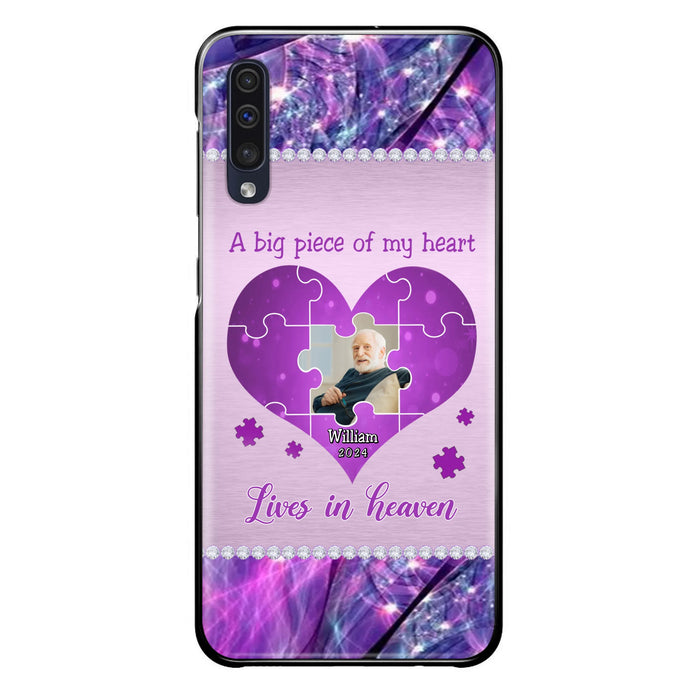 Custom Personalized Memorial Photo Phone Case - Memorial Gift Idea for Father's Day -  A Big Piece Of My Heart Lives In Heaven - Case for iPhone/Samsung
