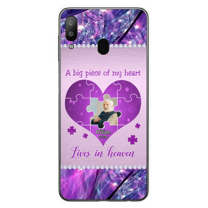 Custom Personalized Memorial Photo Phone Case - Memorial Gift Idea for Father's Day -  A Big Piece Of My Heart Lives In Heaven - Case for iPhone/Samsung