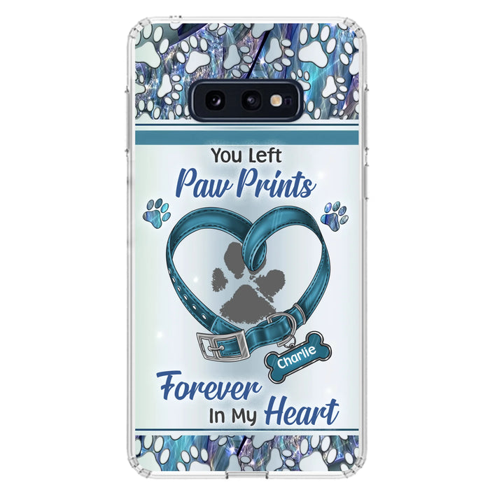 Custom Personalized Memorial Dog Collar Phone Case - Memorial Gift Idea For Dog Lover - You Left Paw Prints Forever In My Heart - Case for iPhone/ Samsung